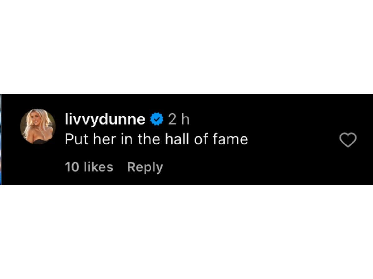 Dunne’s comment on Instagram